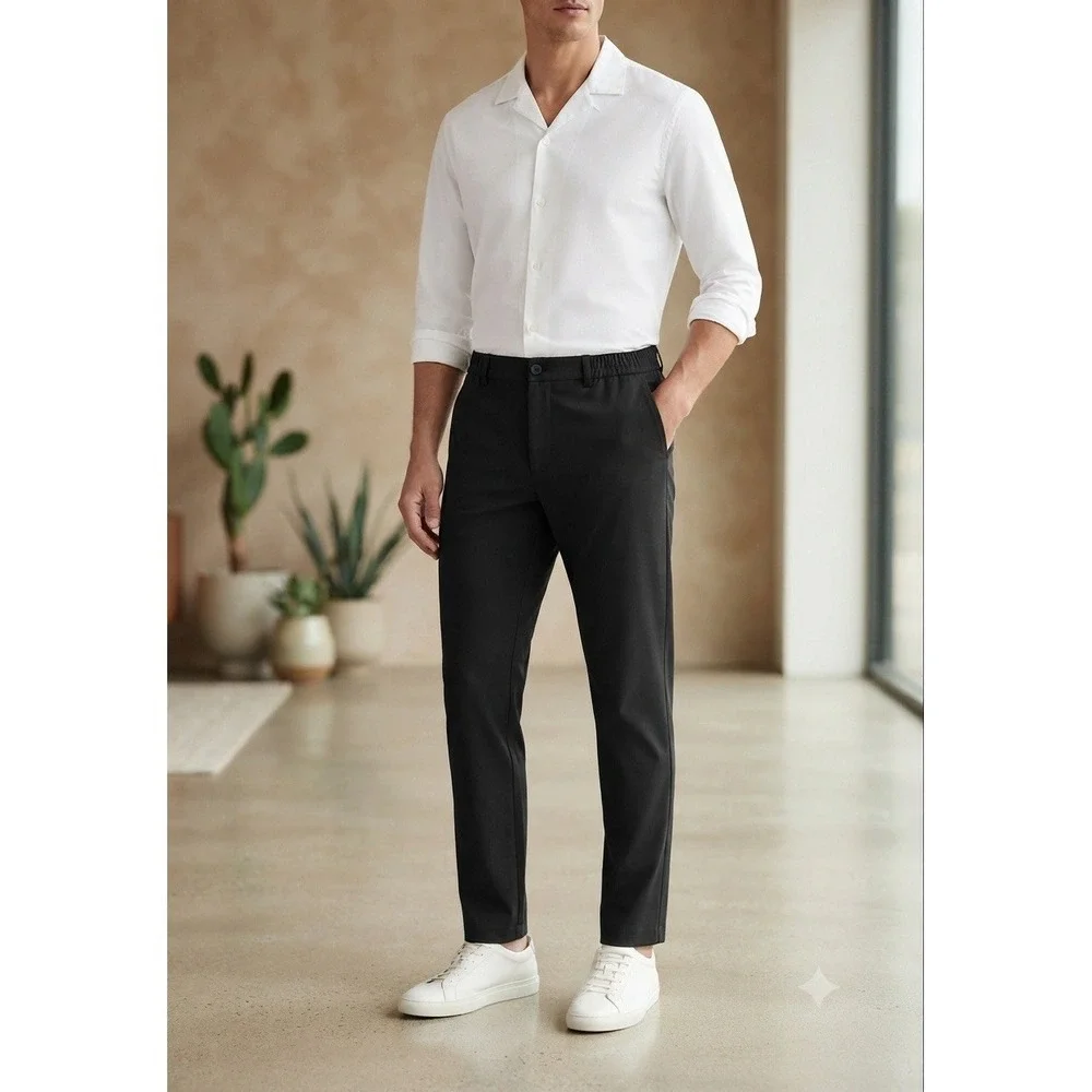 Banana Republic Men's Black Elastic Waist Pull-On Casual Pants Size